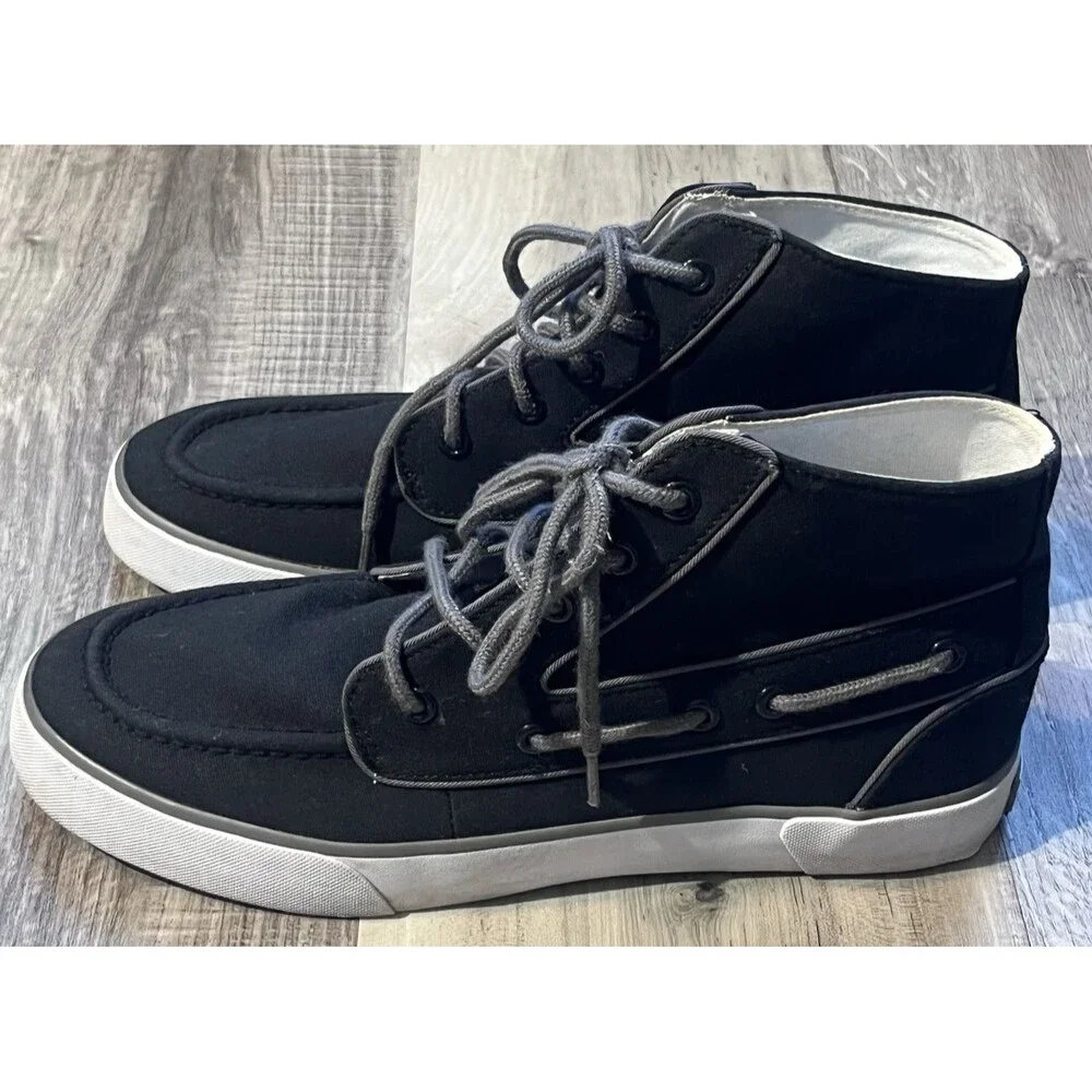 Polo Ralph Lauren Lander Chukka Hi Top Canvas Boots Shoes Size 8D Black